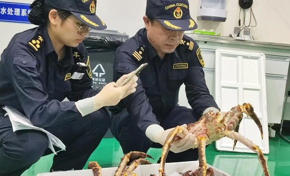 First shipment of king crabs arrives at Hangzhou airport