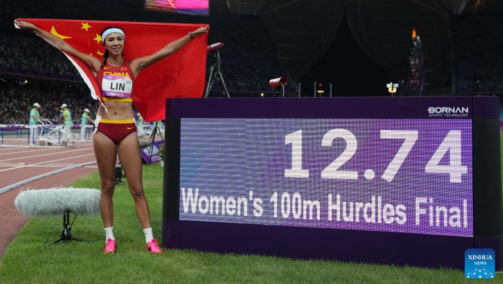 Highlights of Women's 100m Hurdles Final of Athletics at 19th Asian Games