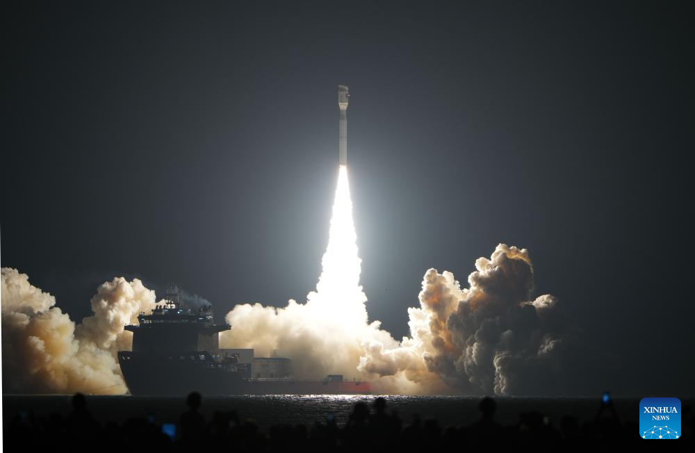 China launches new satellites from sea