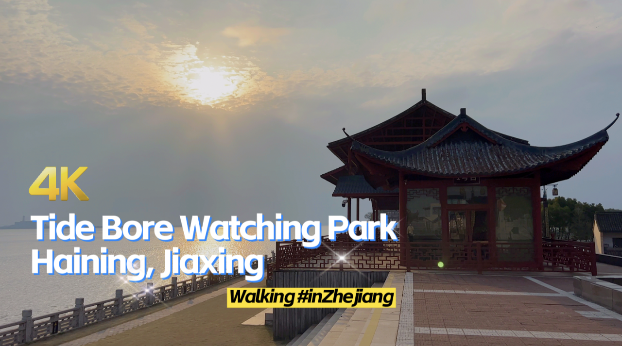 Tide Bore Watching Park | Walking in Zhejiang | 4K